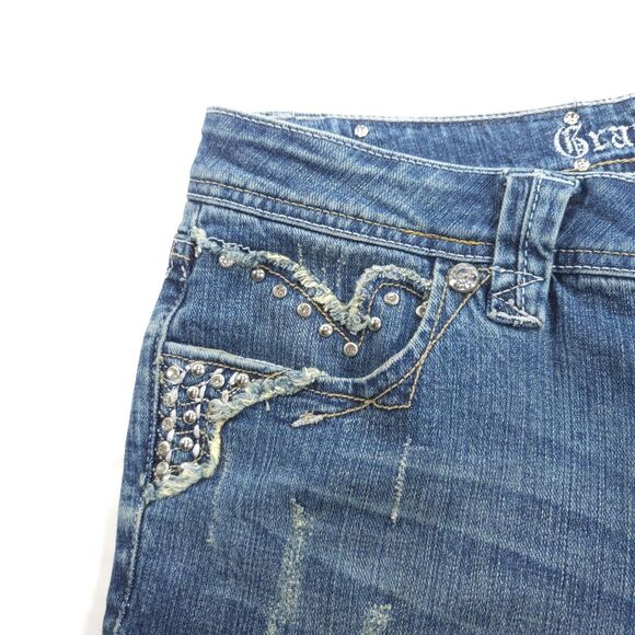 Grace in LA Capri Button Zip Denim Medium Wash Jeans Womens Size 13 Blue - Picture 6 of 9